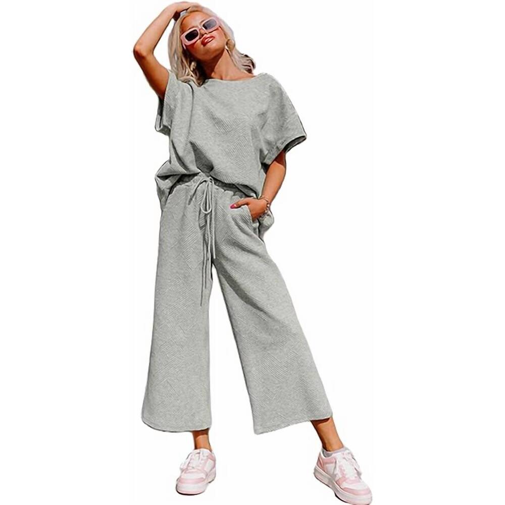 NEW AAPPARELLA textured t-shirt and pant set in gray